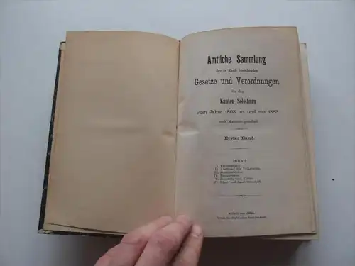 Solothurn 1883-1884 , 3 Bände , Gesetze und Verordnungen , Halbleder , Zepfel/Gassmann , Amt !!!