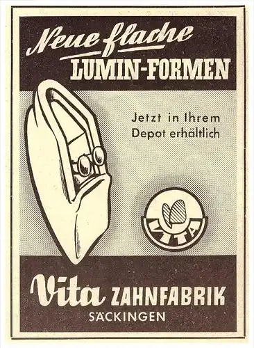 original Werbung - 1951 - LUMIN Zähne , Zahnfabrik in Säckingen , Zahnarzt , Stomatologe , Dental !!!