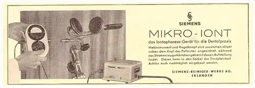 original Werbung - 1951 - Mikro-Iont ,  Siemens , Erlangen , Zahnarzt , Stomatologe , Dental !!!