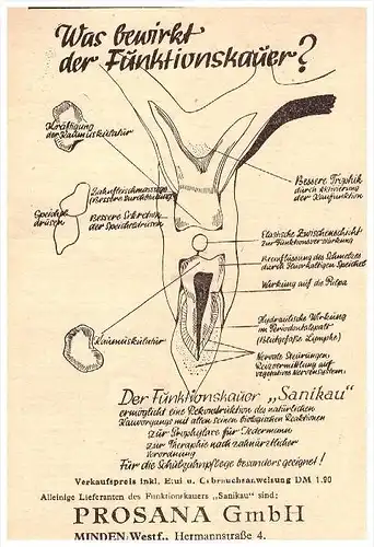 original Werbung - 1951 - PROSANA in Minden / Westf. , Zahnarzt , Stomatologe , Dental !!!
