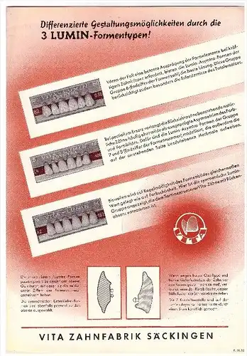 original Werbung - 1951 - Zahnfabrik Säckingen , LUMIN , Zahnarzt , Stomatologe , Dental !!!