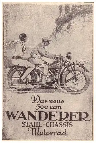 original Werbung - 1929 - WANDERER 500ccm , Werk in Schönau b. Chemnitz , Motorrad , Motorräder !!!