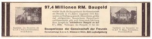 original Werbung - 1929- Gemeinschaft der Freunde , Ludwigsburg / Württemberg , Wüstenrot , Heide , Fürstenfeldbruck !!!