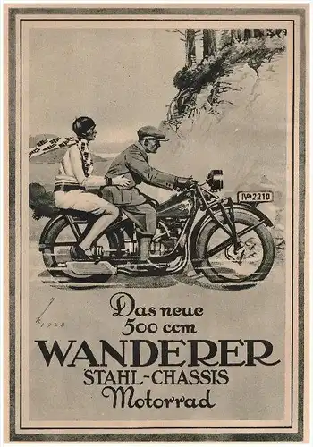 original Werbung - 1929 - WANDERER 500ccm , große Seite , Werk in Schönau b. Chemnitz , Motorrad , Motorräder !!!