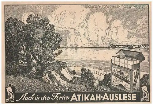 original Werbung - 1928 - ATIKAH Zigaretten , Auslese , Zigarettenfabrik Delta in Dresden !!!