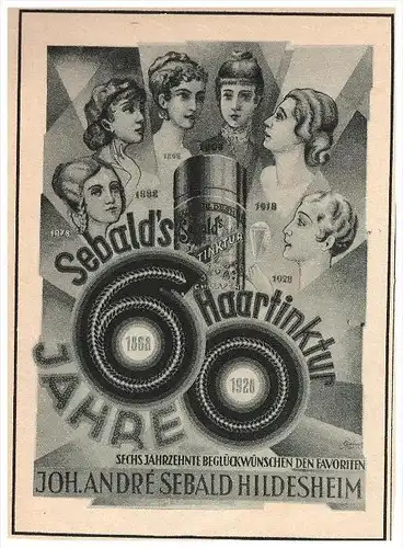 original Werbung - 1928 - André Sebald in Hildesheim , Haartinktur , Friseur !!!