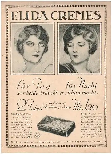 original Werbung - 1928 - Elida Creme , Leipzig , 1/1 Seite !!!