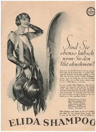 original Werbung - 1928 - Elida Shampoo , Leipzig , 1/1 Seite !!!