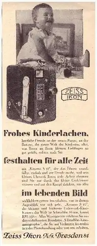 original Werbung - 1930 - Zeiss Ikon , Dresden , Kamera , Photographie !!!