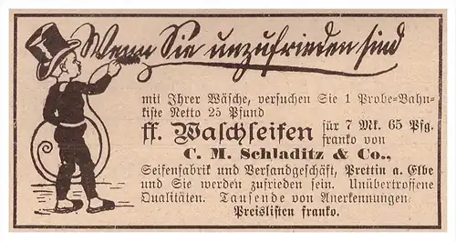 original Werbung - 1907 - C.M. Schladitz & Co in Prettin a. Elbe , Annaburg , Seife , Seifenfabrik !!!