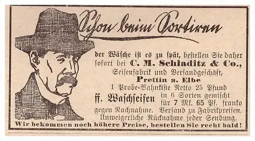 original Werbung - 1907 - C.M. Schladitz & Co in Prettin a. Elbe , Annaburg , Seife , Seifenfabrik !!!