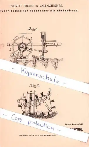 Original Patent - P. Freres à Valenciennes , 1901 , Dispositif de coupe pour Arracheuse de betteraves !!!