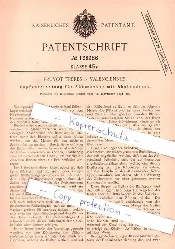Original Patent - P. Freres à Valenciennes , 1901 , Dispositif de coupe pour Arracheuse de betteraves !!!