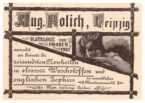 original Werbung - 1888 - August Polich in Leipzig , englische Zephirs , Waschstoffe !!!