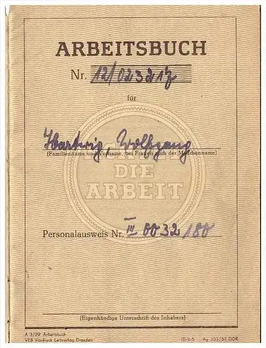 Arbeitsbuch , W. Hartwig i. Neubrandenburg i. Mecklenburg !!!