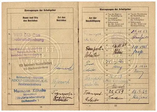 Arbeitsbuch , W. Hartwig i. Neubrandenburg i. Mecklenburg !!!