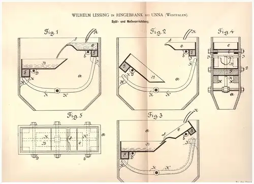 Original Patentschrift - Wilhelm Lessing in Ringebrank b. Unna , 1891 , Spül- und Meßvorrichtung , Apparat !!!