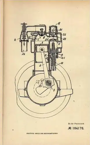 Original Patentschrift - E. Borzini in Turin , Italia , 1902 , Explosionsmotor , Motor !!!