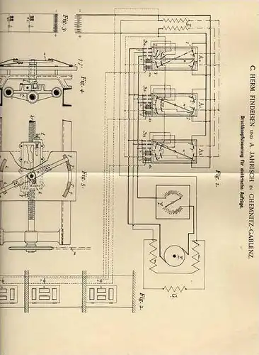 Original Patentschrift - C.Herm. Findeisen in Chemnitz - Gablenz , 1901 , elektr. Aufzüge , Lift , Fahrstuhl !!!