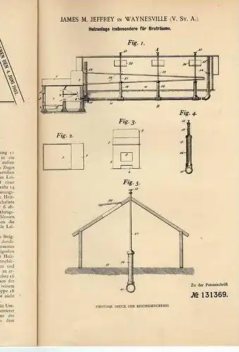 Original Patentschrift - J.M. Jeffrey in Waynesville , 1901 , USA , Hühnerzucht , Farm !!!