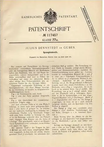Original Patentschrift - J. Dennstedt in Guben , 1900 , Sprunghindernis , Hochsprung , Stabhochsprung , Leichtahletik !