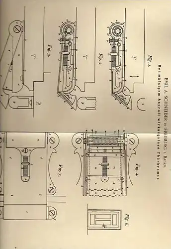 Original Patentschrift - E. Schneider in Freiburg , Baden ,1900 , Türbremse , Türen- und Fensterbau , Tür  !!!