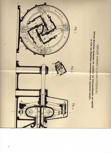 Original Patentschrift - Eduard Sommer in Charlottenburg , 1899 , Mehrcylinder - Druckpumpe , Berlin