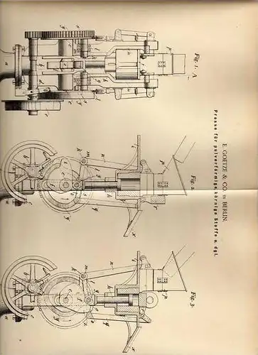 Original Patentschrift -  E. Goetze & Co in Berlin , 1900 , Presse für Tee !!!