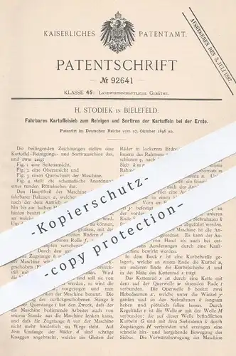 original Patent - H. Stodiek , Bielefeld , 1896 , Fahrbares Kartoffelsieb zur Kartoffel - Ernte | Landwirtschaft , Bauer