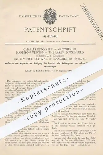 original Patent - Ch. Estcourt u. Maurice Schwab / Manchester , Harrison Veevers , Lakes Duckinfield | Reinigung von Gas