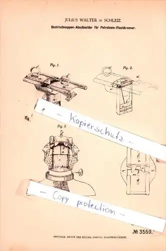 Original Patent  - J. Walter in Schleiz , 1878 , Dochtschnuppen-Abschneider !!!