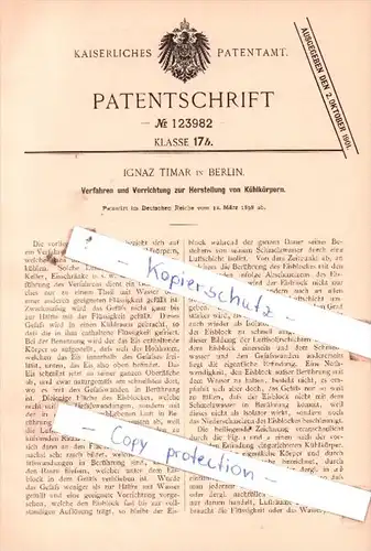Original Patent  - Ignaz Timar in Berlin , 1898 , Herstellung von Kühlkörpern !!!