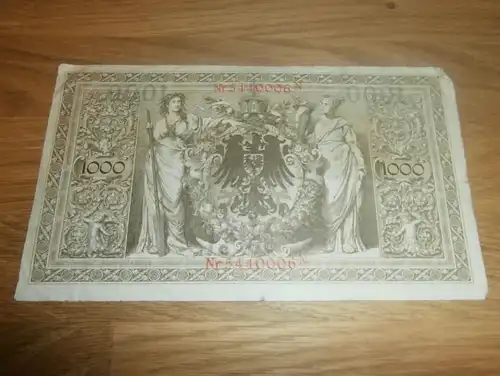 Reichsbanknote 1000 Mark 1910 , rot gestempelt , Ein Tausend Mark !!!