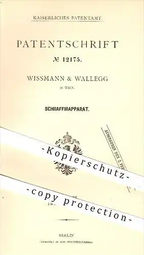 original Patent - Wissmann & Wallegg in Wien , 1879 , Schraffierapparat , Schraffieren , Schraffen , Lineal , Lineale