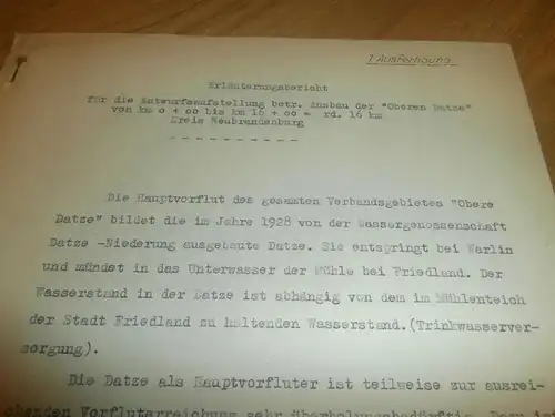 alte Dokumente - Warlin , Mühle Friedland , obere Datze in Mecklenburg , 1951 , mit Karte , Neubrandenburg !!!