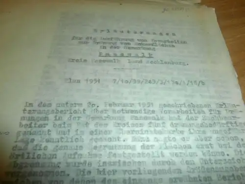 alte Dokumente - Pasewalk , Flugplatz , Viereck in Mecklenburg , 1951 , mit Karte , Pasewalk !!!