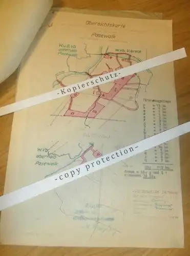 alte Dokumente - Pasewalk , Flugplatz , Viereck in Mecklenburg , 1951 , mit Karte , Pasewalk !!!