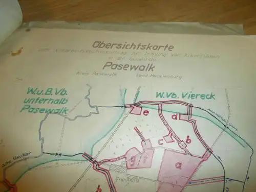 alte Dokumente - Pasewalk , Flugplatz , Viereck in Mecklenburg , 1951 , mit Karte , Pasewalk !!!