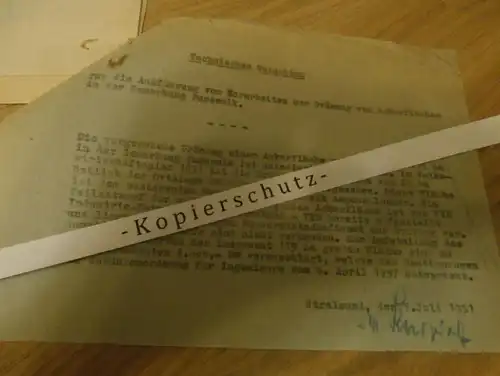 alte Dokumente - Pasewalk , Flugplatz , Viereck in Mecklenburg , 1951 , mit Karte , Pasewalk !!!