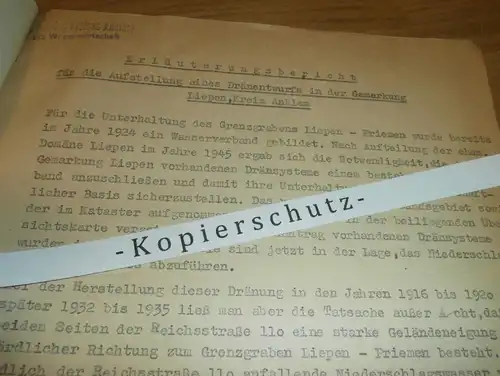alte Dokumente - Liepen - Priemen / Neetzow in Mecklenburg , 1951 , mit Karte , Anklam !!!