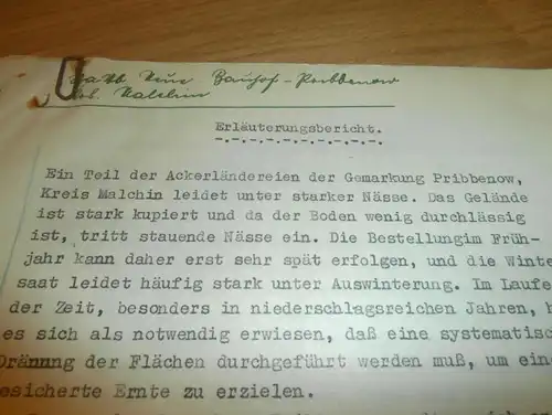 alte Dokumente - Pribbenow b. Malchin in Mecklenburg , 1951 , mit Karten , 23 Seiten , Stavenhagen !!!