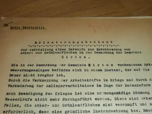 alte Dokumente - Zirtow in Mecklenburg , 1951 , 4 Seiten , bei Wesenberg , Mirow , Neustrelitz !!!