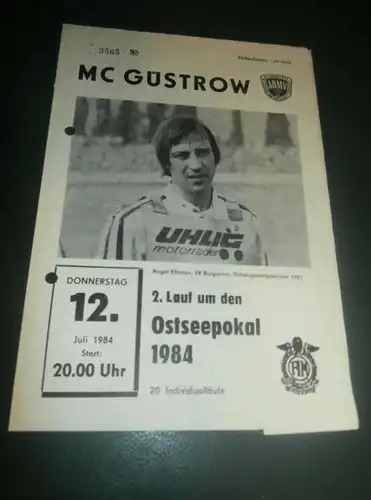 Speedway Güstrow 12.07.1984 , Ostseepokal , Programmheft , Programm , Rennprogramm !!!