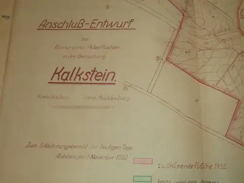 alte Karte - Kalkstein bei Anklam in Mecklenburg , 1950 , Bugewitz , Ducherow !!!