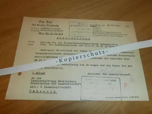 altes Dokument - Hohenzieritz / Neustrelitz in Mecklenburg , 1951  !!!