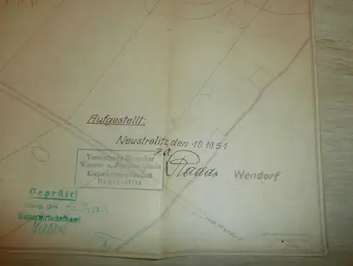 große alte Karte - Blankensee in Mecklenburg , 1951 , Brennerei , Krumbeck , Warbende , Neustrelitz !!!