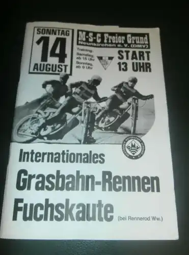 Grasbahnrennen Neunkirchen 08.08.1982 + 14.08.1983 , Grasbahn , Sandbahn , Programmheft , Programm , Rennprogramm !!!