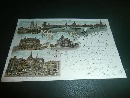 Ansichtskarte Rostock in Mecklenburg , 1900 , AK gelaufen !!!
