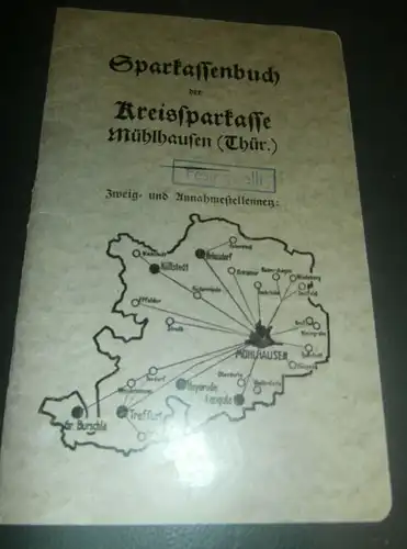 altes Sparbuch Mühlhausen i. Thüringen , 1943 - Juli 1945 , Albert Vogt , Sparkasse , Bank !!!