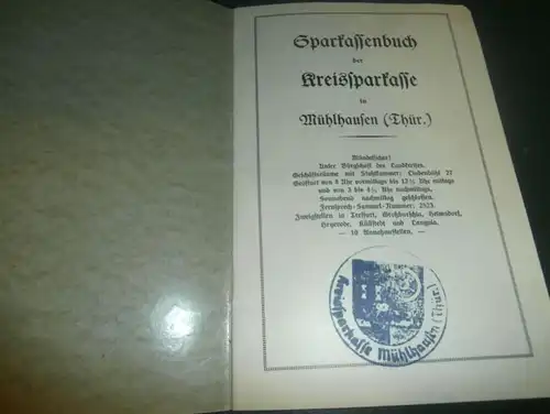 altes Sparbuch Mühlhausen i. Thüringen , 1943 - Juli 1945 , Albert Vogt , Sparkasse , Bank !!!